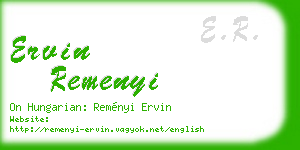 ervin remenyi business card